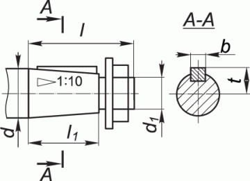 Присоединительные размеры конических валов мотор-редукторов ЗМП