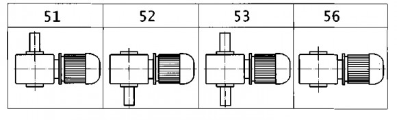 Варианты сборки мотор-редукторов МЧ, МЧ2, МПЧ (вид сверху, червяк под колесом)